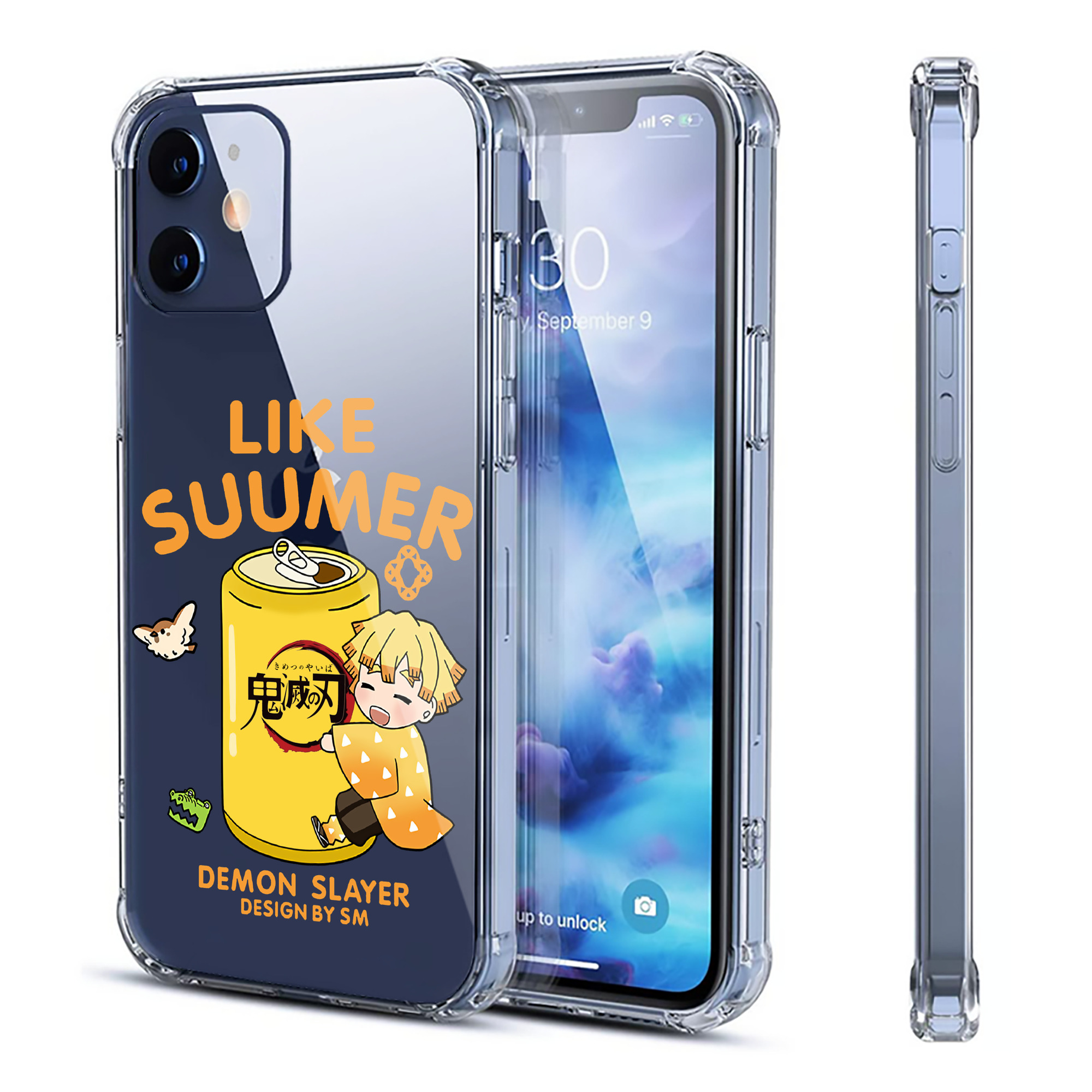 （画像用） 鬼滅の刃（きめつのやいば）我妻 善逸／あがつま ぜんいつ Agatsuma Zenitsu 【iPhone 12シリーズ対応】透明スマホケース（クリアソフトケース）